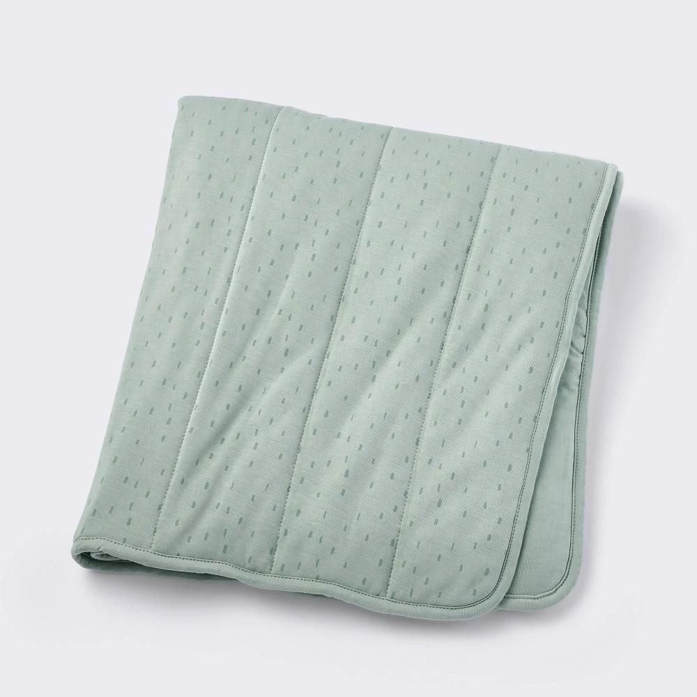 Cloud Island Green Dashes Bamboo Rayon Jersey Quilted Baby Blanket